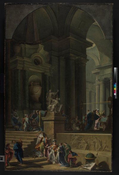 An Allegorical Monument to Sir Isaac Newton (1642-1727) c.1727-29 by G. B. and Valeriani D. and G. Pittoni